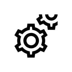 Poster - Illustration of two black gear icons with cog teeth in an interlocking configuration on a white background