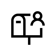 Poster - Illustration of a mailbox with a person icon next to it in a simple black and white design style icon