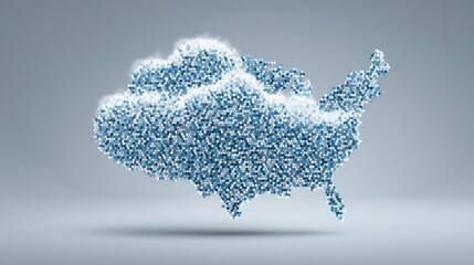 Poster - cloud composed of blue and white elements representing a cloud-native trade network concept for visu