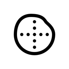 Poster - A black and white image of a circle with a small notch and a cross of dots inside the circle design element