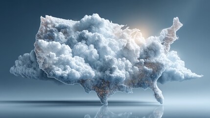 Poster - A unique cloud formation resembling the map of the united states illustrating economic fragmentation and trends
