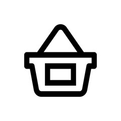 Poster - Illustration of a black outlined shopping basket with a handle and a rectangular label area in the center