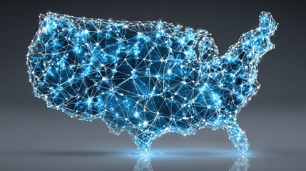 Poster - usa map featuring a network of stars illustrating a crypto-tracked digital goods economy icon concep