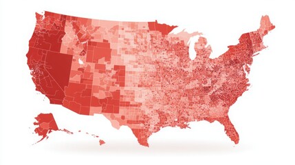 Poster - Usa map in bold red representing crypto adoption index icon concept to measure national financial engagement and growth