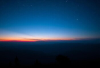 Wall Mural - early morning twilight, star-studded sky, deep blue hues, astronomical, dark blue