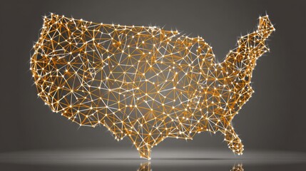 Poster - a map of the united states illustrated with decentralized microfinance interface icon concept for fi
