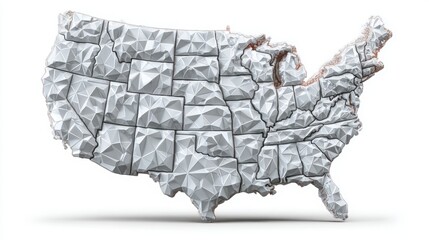 Poster - Stylized map of the united states in white and gray for decentralized stimulus planner conceptual framework