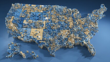 Poster - detailed map of the united states highlighting economic indicators and digital growth for comprehens