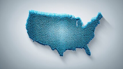 Poster - united states map crafted from blue thread symbolizing fiscal health and economic status in a creati