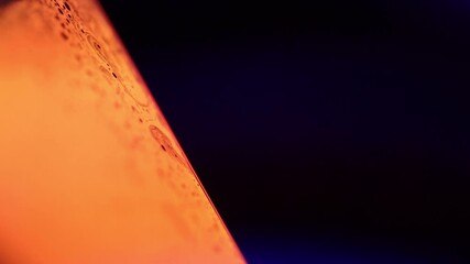 Poster - Yellow reflections of liquid in macro, liquid surface, bubbles in macro, connection of bubbles in macro, cell from liquid, two sides, glossy surface panels