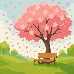 cherry blossom tree vector falling