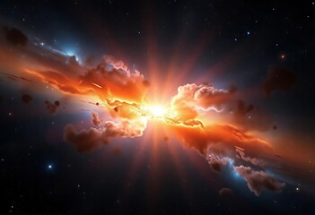 Wall Mural - cosmic explosion within nebula, stars shining brightly amidst galactic dust and constellations, brig