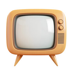 Fototapete - Light beige, retro-styled television set with a blank screen, rendered in a 3D style.