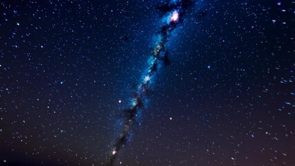 Wall Mural - timelapse of the milky way arching across the night sky, filled with stars and cosmic dust. space ex