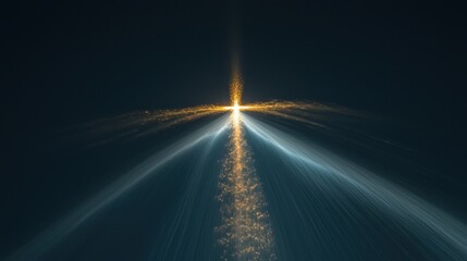 Poster - Abstract cross made of light beams against dark sky, divine symbolism