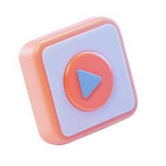 Poster - Digitally rendered, geometric play button icon with a vibrant color palette and a modern aesthetic.
