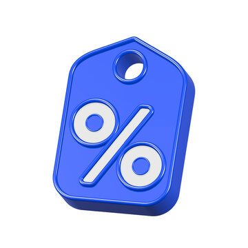 Percent tag badge 3d rendering