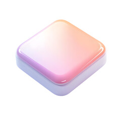 Poster - Vibrant, three-dimensional, square, plastic container, with a gradient of pink and purple hues, displays a glossy surface. The digital design is modern.