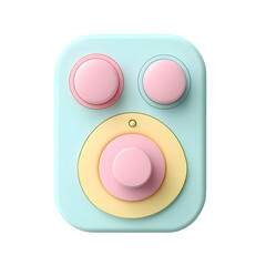 Poster - Pastel-colored, square-shaped control panel with round buttons in various shades of pink and yellow.  It displays a modern and friendly user interface.