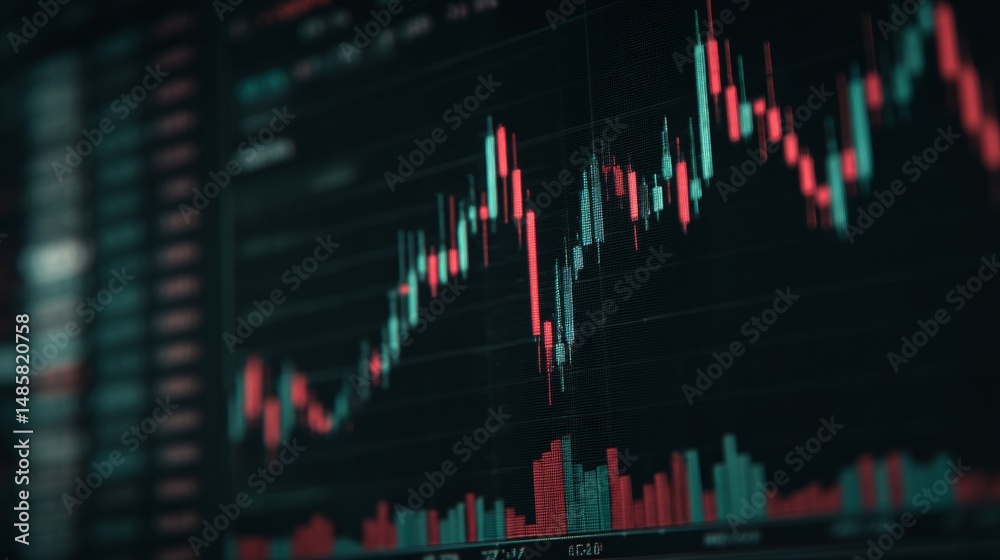 Stock market data analysis with candlestick chart patterns showcasing ...