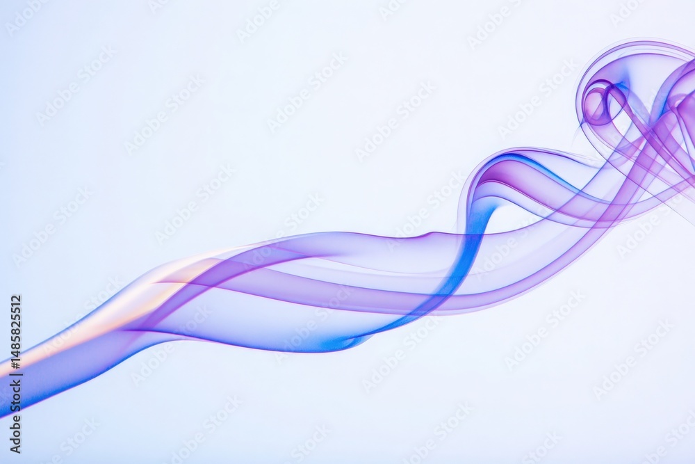A soft display of translucent purple and blue smoke trails moves fluidly across a light backdrop. The ethereal shapes dance and intertwine, creating an otherworldly atmosphere.