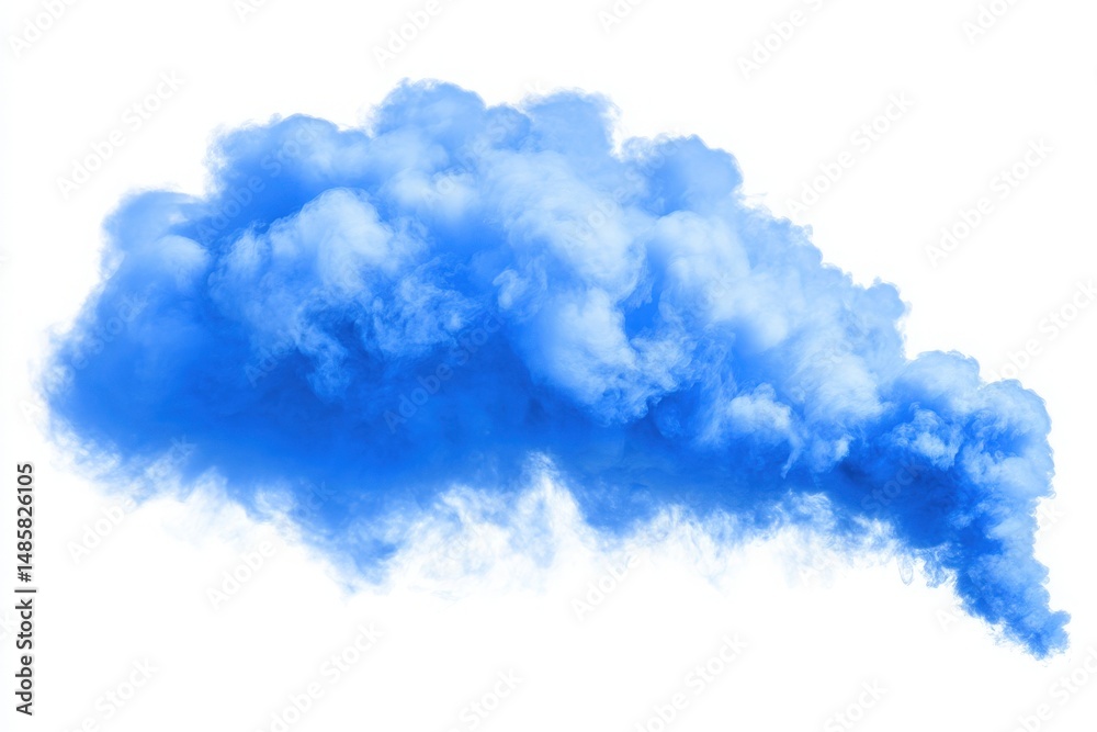 A vibrant blue cloud of vapor drifts gracefully in the air. The fluffy texture and bright color create a captivating visual, evoking feelings of calm and serenity in a leisurely setting.
