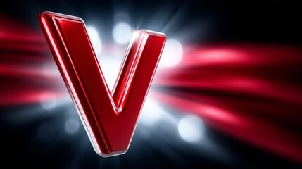 Aufkleber - A shiny red letter V illuminated by dynamic light effects.