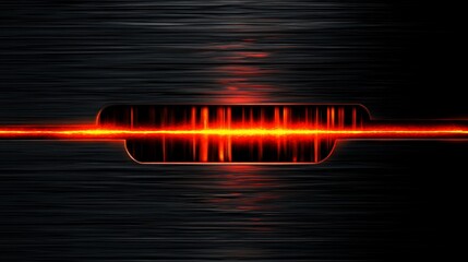 Poster - Rectangular burst of fiery light amid a dark, textured, horizontally-lined background