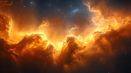 Poster - Glowing nebula emerging from the cosmic darkness