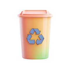 Poster - Vibrant, gradient-colored recycling bin, featuring a prominent recycling symbol.  The colors are pastel and create an attractive visual.