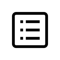 Poster - Black outlined square containing three lines with smaller squares to the left indicating a list icon design