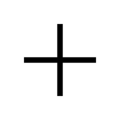 Poster - Illustration of a simple black plus sign with horizontal and vertical bars centered on a white background