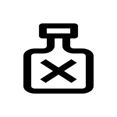 Poster - Black outlined bottle with an x symbol inside representing poison or danger in a simple design style
