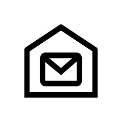 Poster - Outline of an envelope icon inside a house shaped outline representing home mail delivery service icon