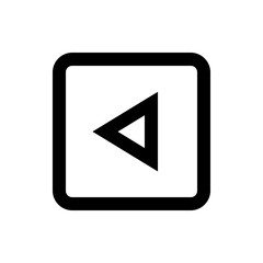 Aufkleber - Black outlined square containing a left pointing triangle shape on a white background in simple style
