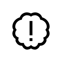 Poster - Black outlined cloud shape containing a bold black exclamation point on a white background illustration