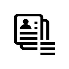 Poster - Illustration of a stack of documents with a profile icon and text lines in a bold black outline style