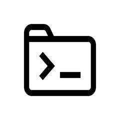 Poster - Illustration of a folder icon with a command prompt symbol inside, rendered in a simple black outline style