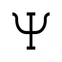 Poster - illustration of the greek letter psi in black with a simple and clean design on a white background v