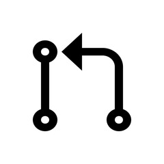 Aufkleber - Black arrow pointing left connected to a vertical line with circles on both ends and right angle line