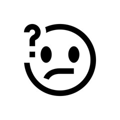 Poster - Black and white drawing of a confused face with a question mark above it and a sad mouth expression design