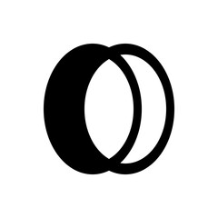 Poster - Overlapping circles design with one circle filled in black and the other outlined in black color shape