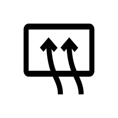 Poster - Illustration of a rectangular frame with rounded corners and two upward pointing arrows inside the frame