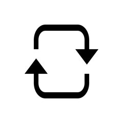 Poster - Black rounded square with arrows pointing in opposite directions indicating a cycle or refresh icon