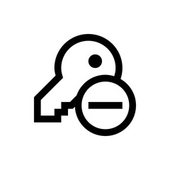 Poster - A minimalistic key icon with a minus symbol inside a circle indicating removal or deletion action tool