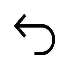 Aufkleber - Black arrow curving back and pointing left on a white background in a simple and minimalist design style