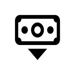 Poster - Illustration of a stylized bill with three circles and a downward pointing arrow design element present