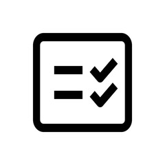 Poster - Square checklist icon showing two lines and two check marks indicating completed tasks in black and white design