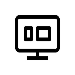 Poster - Black outline of a monitor displaying two rectangular shapes on a white background in simple style