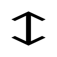 Poster - Vertical black arrow pointing up and down indicating movement or direction on a white background view